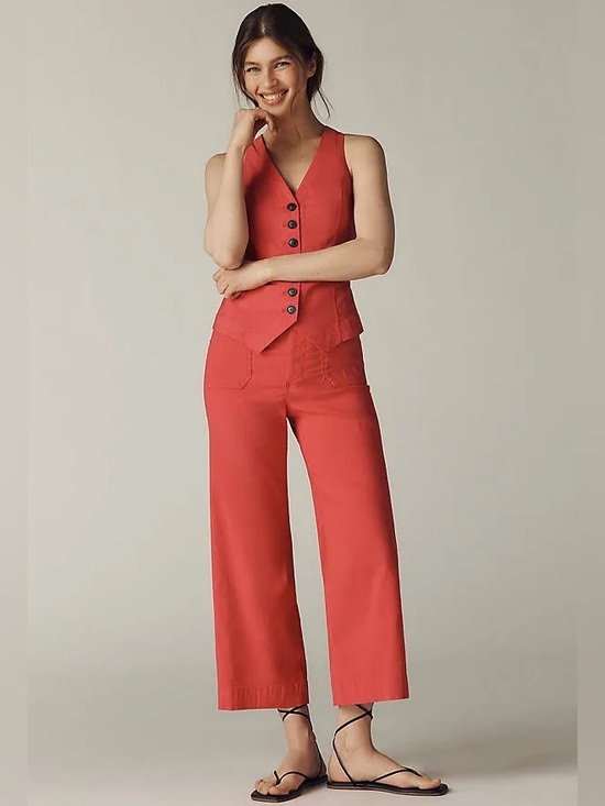 Maeve Pants - Maeve Anthropologie - The Colette High Waist Wide Leg Orange - Size 26